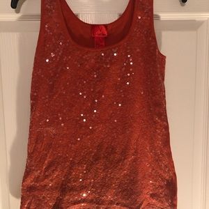 Sequined tank, deep orange.  Size large.